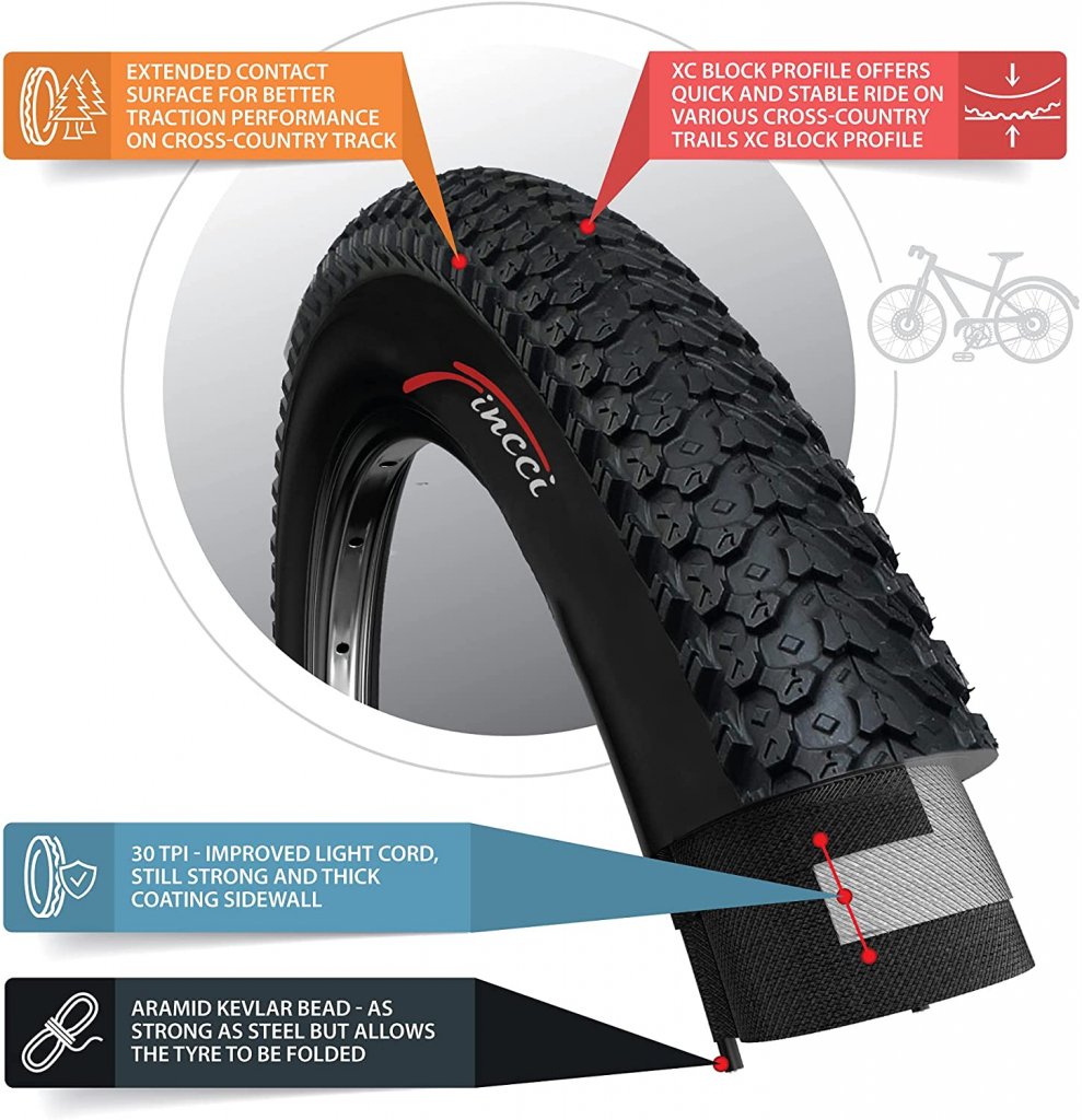Pneus VTT Fincci 26x2.10 - Paire De Pneus Lisses Pour Route Et Chemins