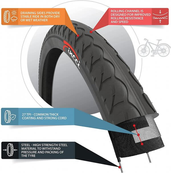 Fincci 26 x 1 3/8 37-590 Road Tyre