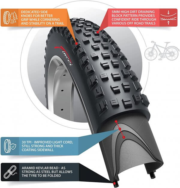 Fincci 27.5 x 2.35 60-584 Foldable MTB Tyre