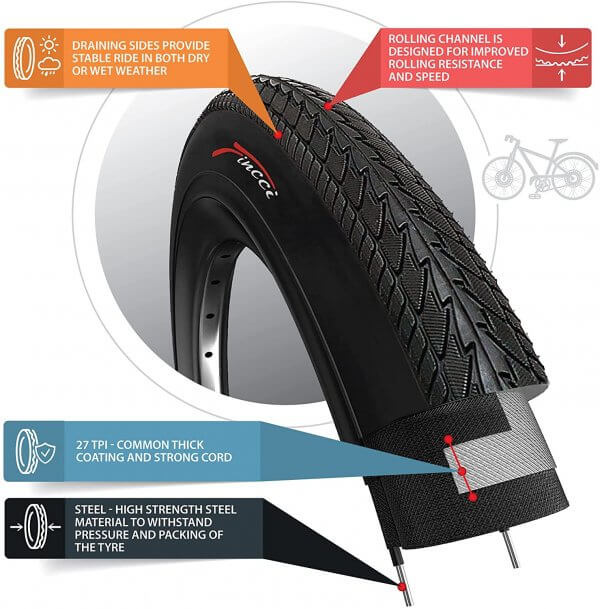 Fincci 28 x 1 1/2 40-635 Road Tyre