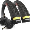 Fincci Gravel Bike Tyres 700x38c - Pair Foldable Tires 28 inch with 1mm Nylon Protection and 2x Inner Tube 40-622 Schrader Valve, 60 TPI for Electric, Hybrid, Mtb, Road and Touring Bicycles Pack of 2